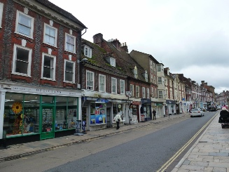In the centre of Blandford Forum. 