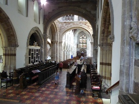 Inside Wimborne Minster.
