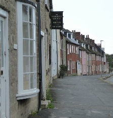 Street of old properties in Bridport.