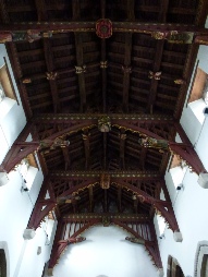 The carved roof of Bere Regis Church. 
