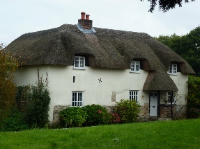 Thatched cottage in the village of Wool. 